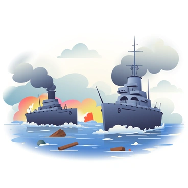 A dramatic naval battle scene is unfolding between two ironclad warships during the Civil War. One ship, the "USS Monitor," is depicted with a low profile and a rotating turret, showcasing its dark hull and smokestack. The opposing ship, the "CSS Virginia," is shown with a more formidable, armored structure, featuring its distinctive raised bow and multiple gun ports. Thick plumes of smoke rise from their smokestacks as cannonballs explode upon impact in the water, sending splashes high into the air. The scene captures a tumultuous sky filled with dark, ominous clouds, setting a tense atmosphere as splintered wood and debris float on the choppy waves around the ships. The water is a deep blue, reflecting the chaos of battle, while the distant shoreline is barely visible, hinting at the location and stakes of this historic confrontation.