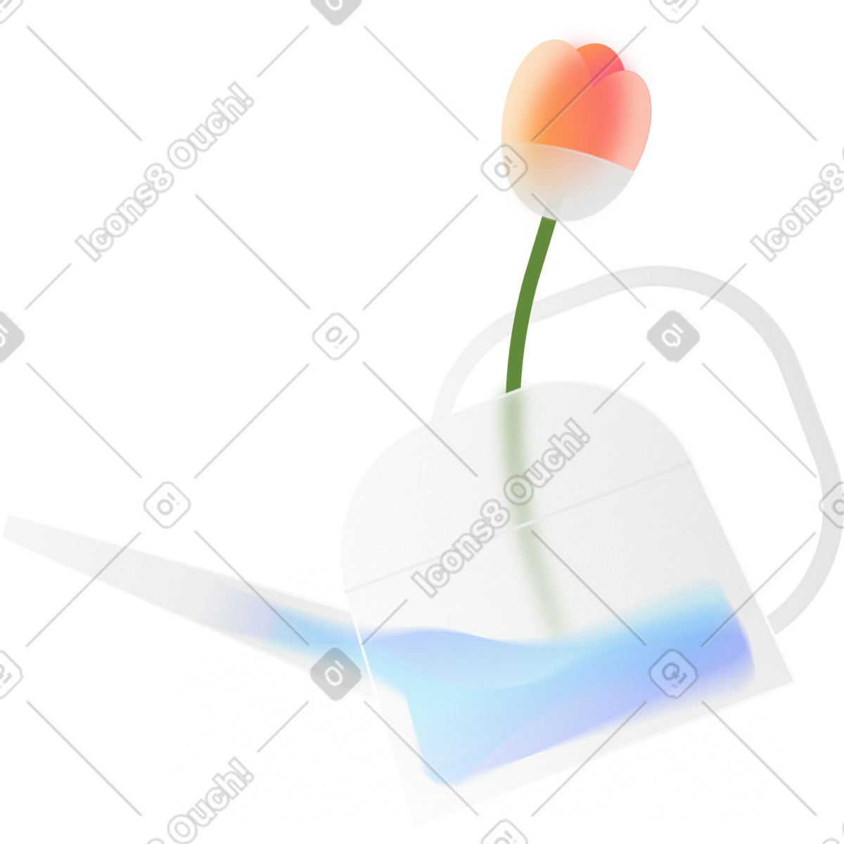 Watering can with flower illustration in Morphis style download in PNG, SVG