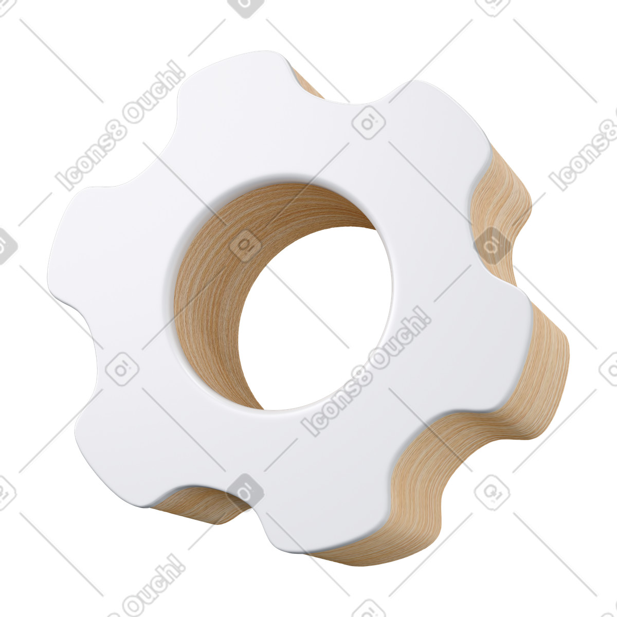 下载 3D Plush icons 风格的 3d白色齿轮 插画，支持 PNG、SVG 格式