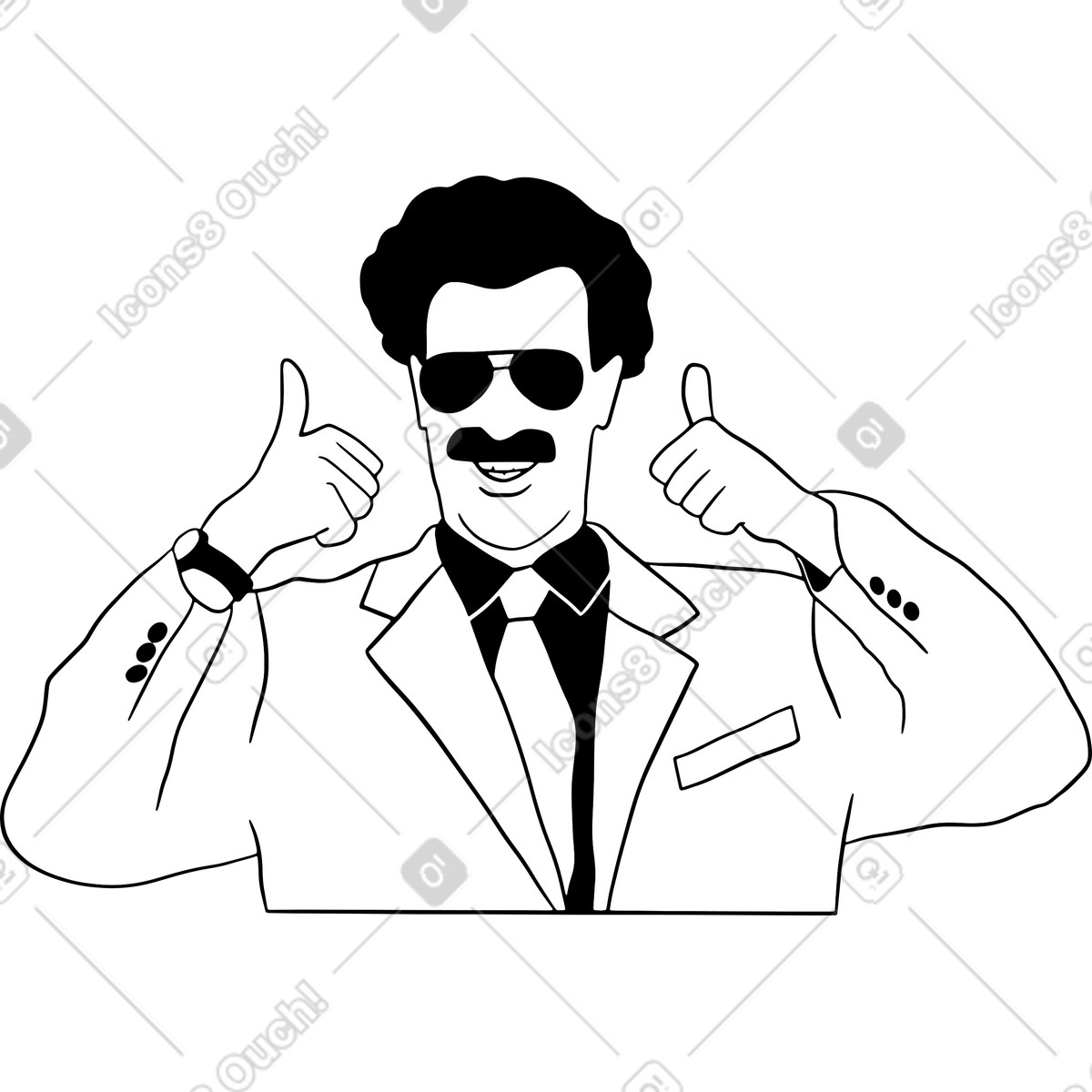 Ilustração de Homem com bigode mostrando os polegares para cima em no estilo Dudes baixar em PNG, SVG