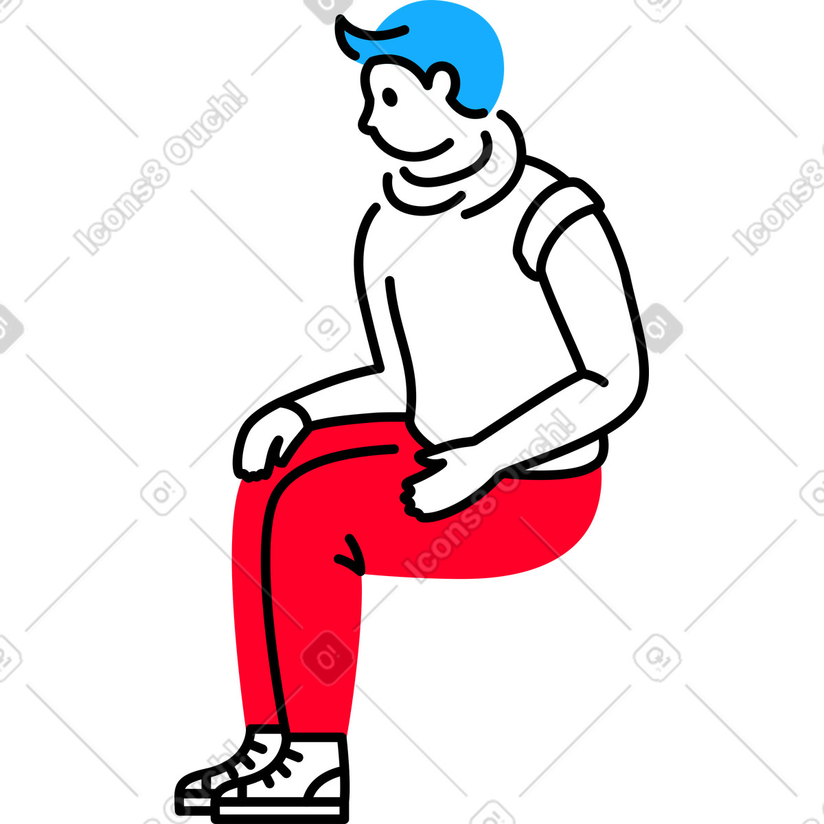 Transistor スタイルの Seated man with rolled up sleeve のイラストをPNG、SVG形式でダウンロード
