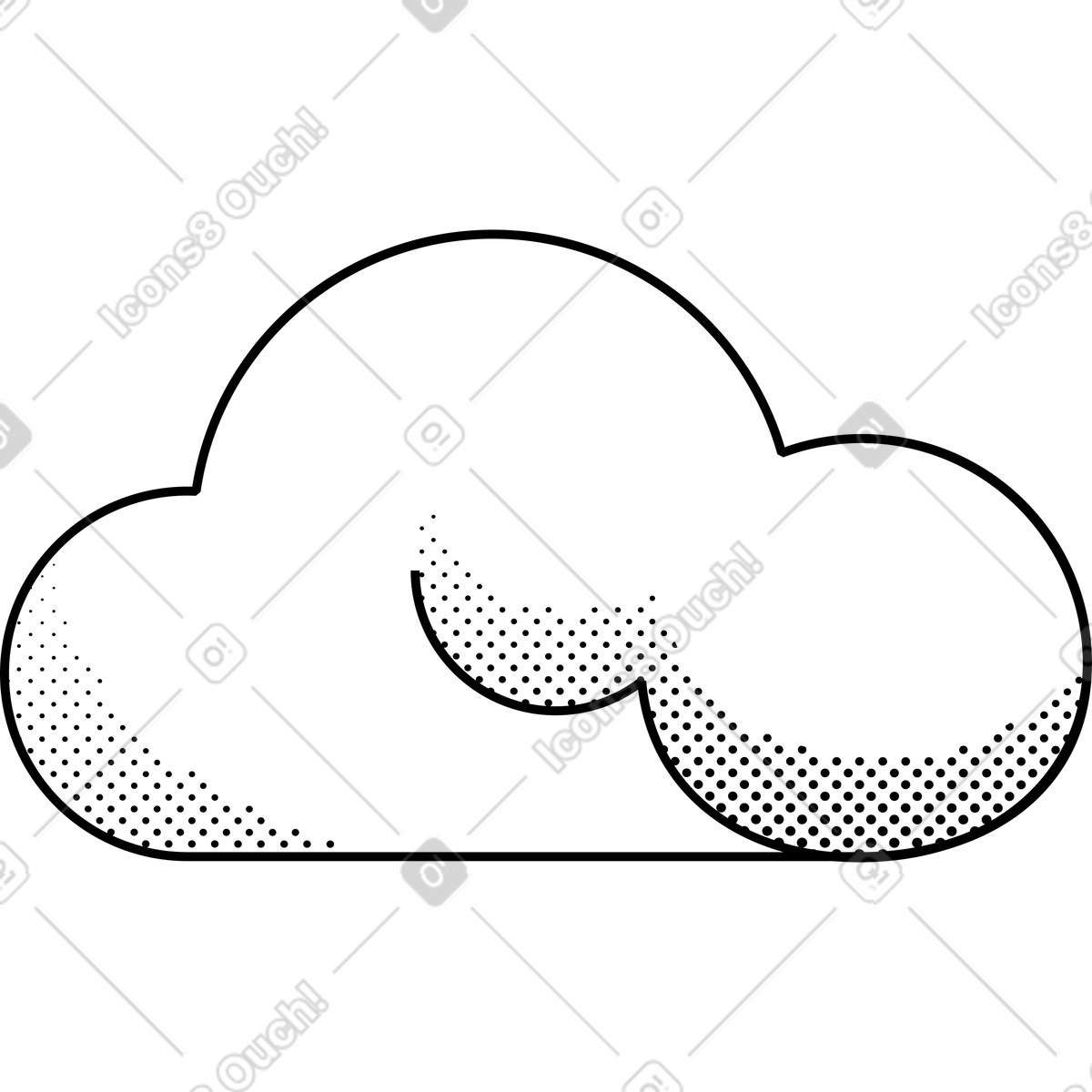 Cloud illustration in Memphis style download in PNG, SVG