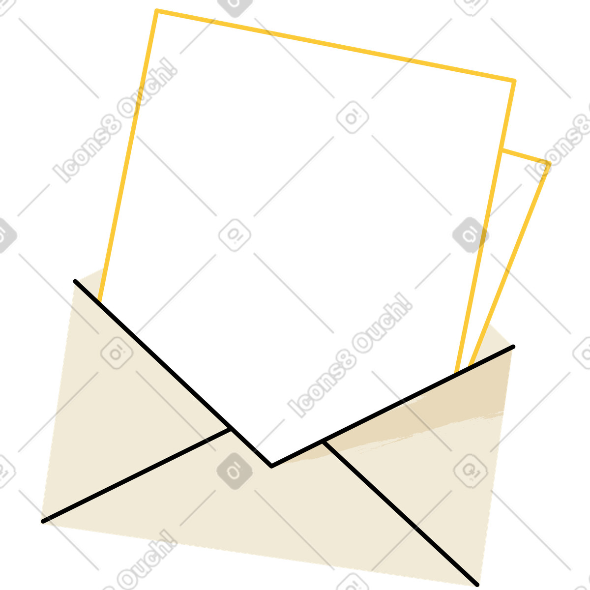 Illustration Lettre avec papier dans le style Juicy à télécharger aux formats PNG, SVG
