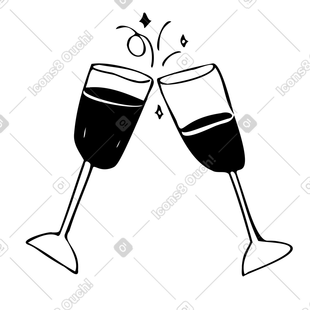 Saluti! bicchieri tintinnanti per festeggiare illustrazione in stile Marks scarica in PNG, SVG