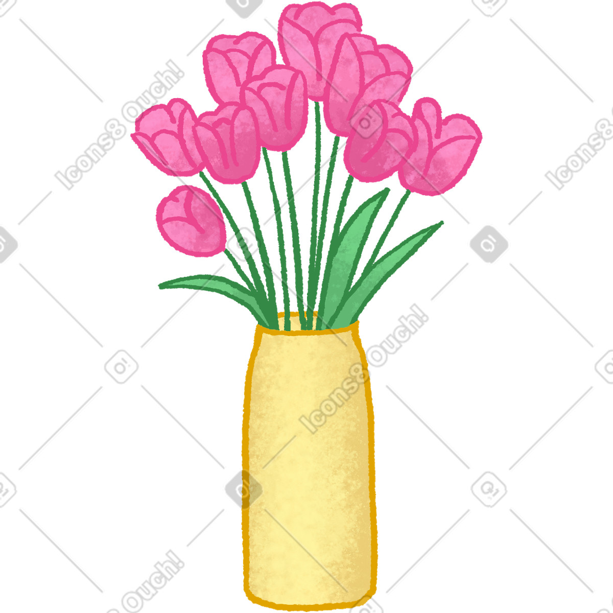 Vase with flowers-Illustration im Hue-Stil als Download in PNG, SVG