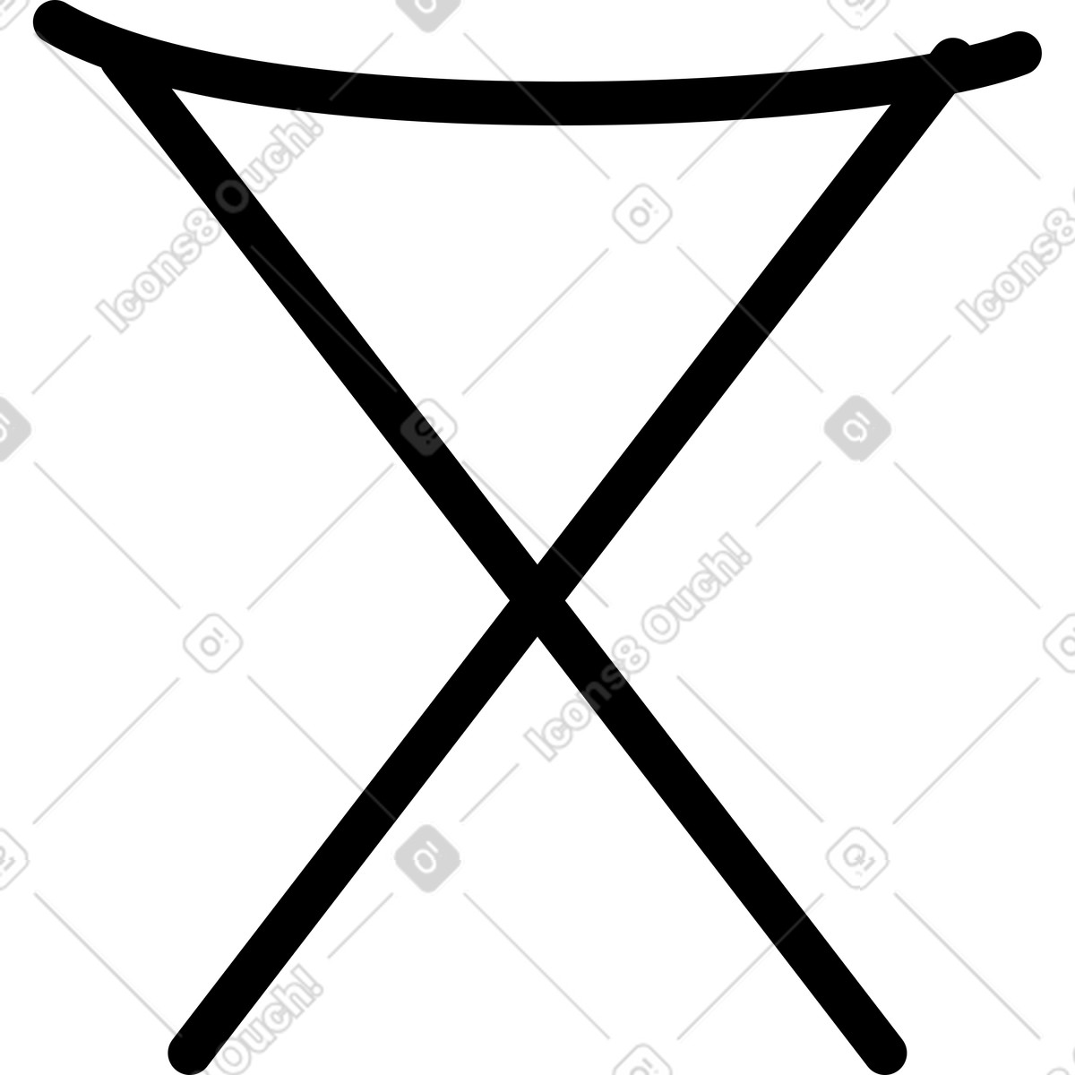 Camping folding stool frame with hinged joints and stable seat illustrazione in stile Notion Line Art scarica in PNG, SVG