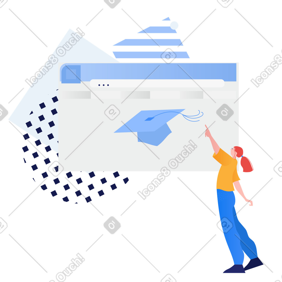 Ilustração de Pesquisando universidades on-line em no estilo Clip para baixar em PNG, SVG