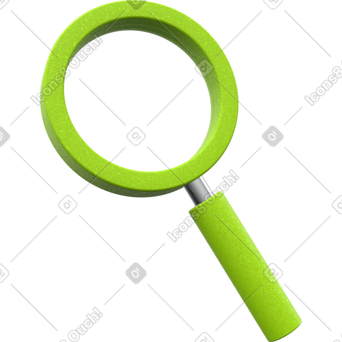 Ilustración Icono de búsqueda 3d, lupa verde, del símbolo en estilo 3D Enterprise a descargar en PNG y SVG