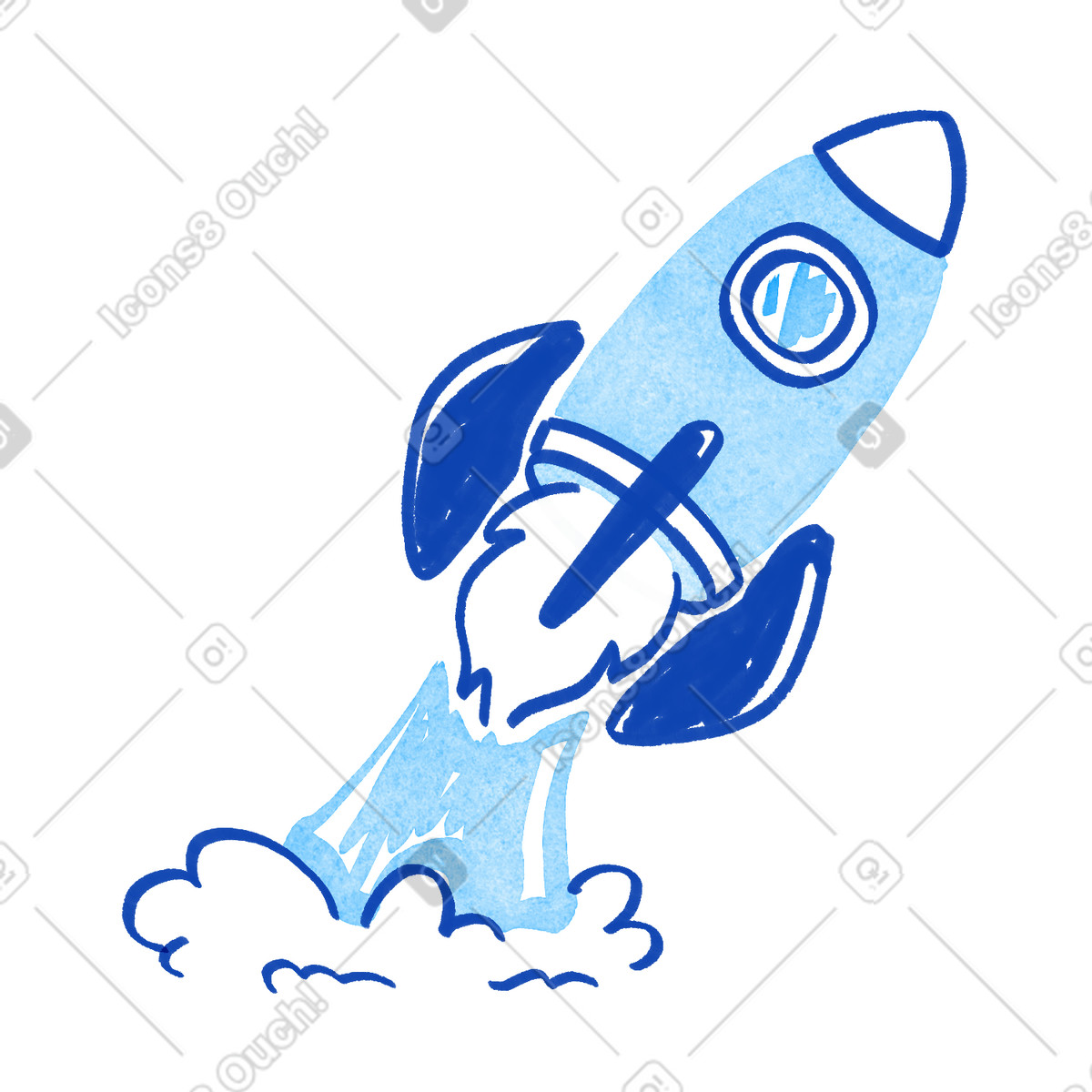 Ilustración Rocket launch with flames and smoke symbolizing startup business growth en estilo Tint a descargar en PNG y SVG