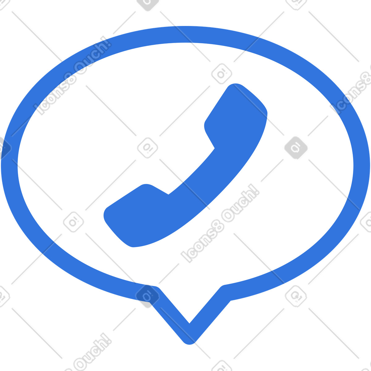 Ilustración Burbuja de diálogo con icono llamada telefónica en estilo Sky a descargar en PNG y SVG