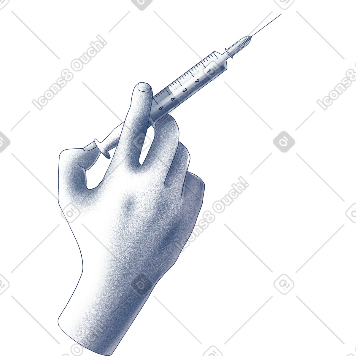 Hand holding a syringe illustration in Haze style download in PNG, SVG
