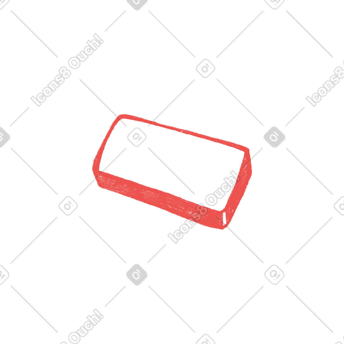 Red rectangular eraser-Illustration im Biro-Stil als Download in PNG, SVG