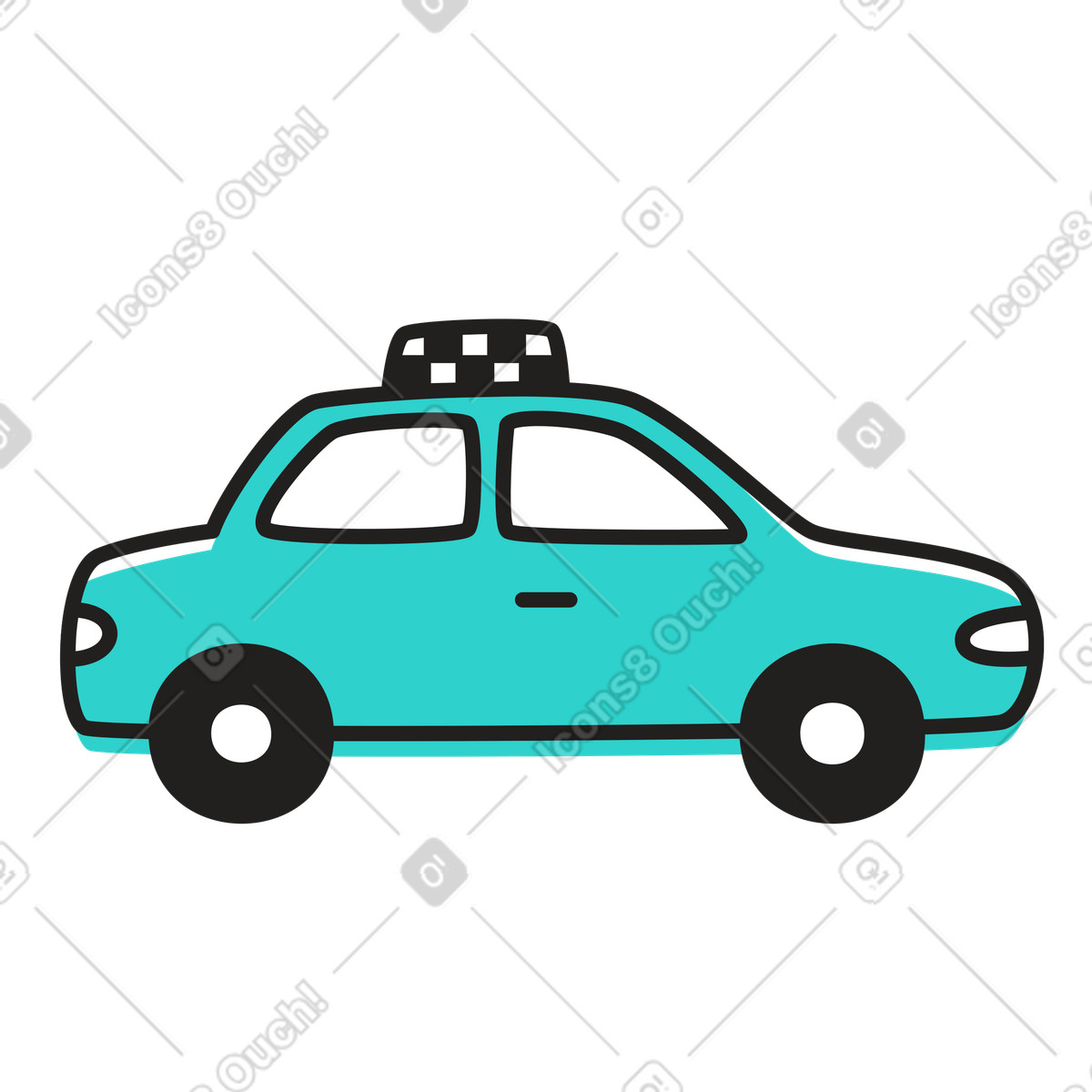 Taxi car side view illustration in Little style download in PNG, SVG
