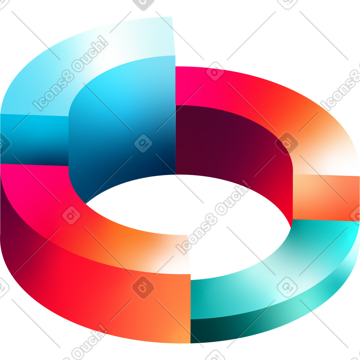 Round isometric colorful chart illustration in Glare style download in PNG, SVG