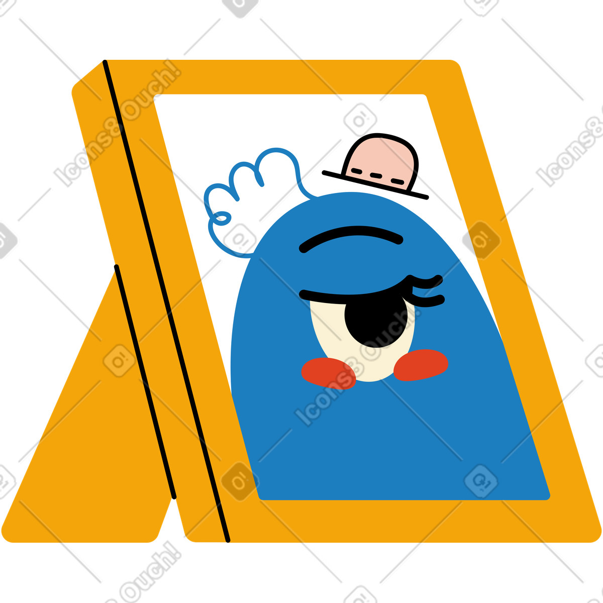 Blaues zeichen in einem fotorahmen-Illustration im Jelly-Stil als Download PNG, SVG