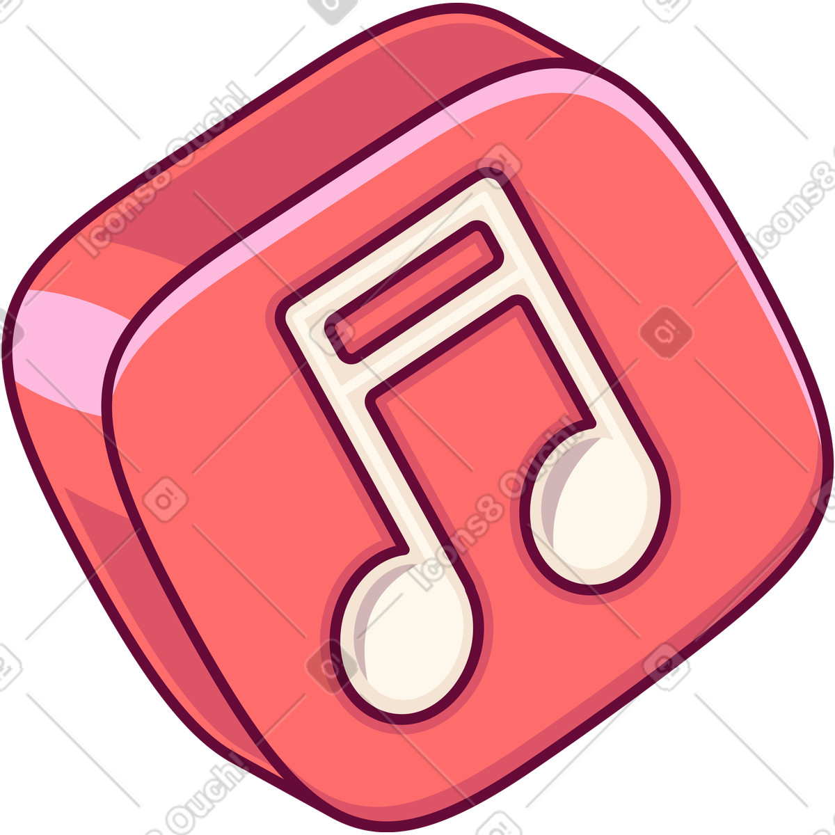 Ilustración Botón rojo con nota musical en estilo Handy a descargar en PNG y SVG