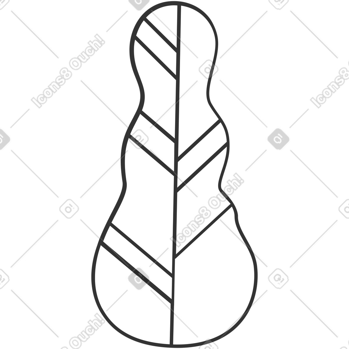Crayon スタイルの Vein black outline leaf のイラストをPNG、SVG形式でダウンロード