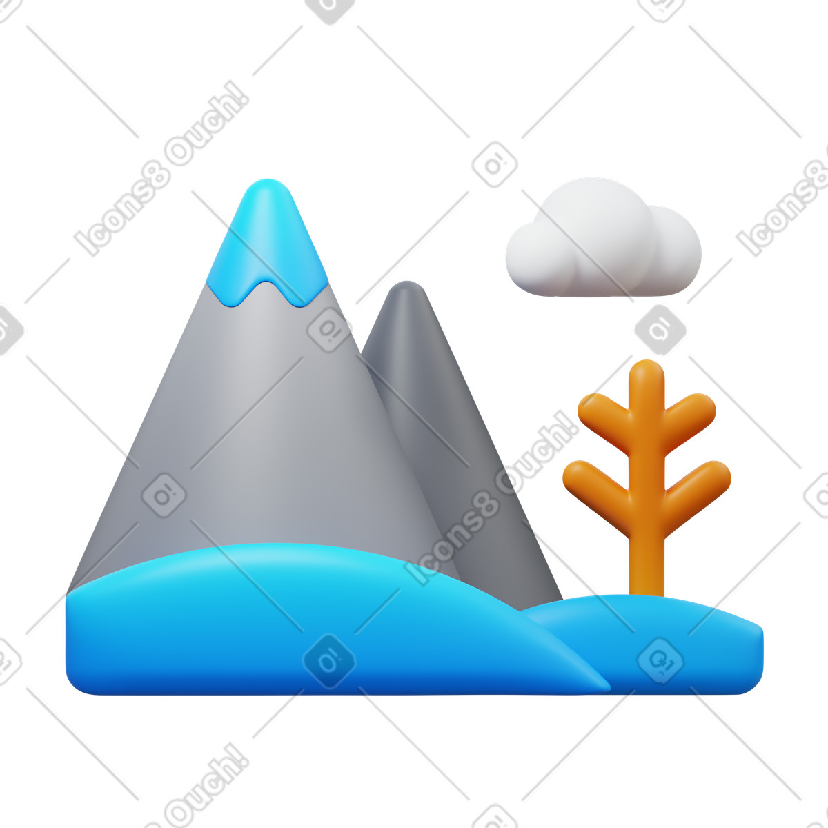 下载 3D Fluency 风格的 冬季景观 插画，支持 PNG、SVG 格式