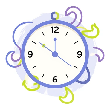 An illustration of a clock with a round face and ornate borders, displaying numbers in a bold font. The clock hands are spinning rapidly, creating motion blur to emphasize their speed. Surrounding the clock are several swirling time portals, each with a distinct, glowing edge, showcasing different colors such as blue, green, and purple. The background is filled with streaks of light, further enhancing the sense of movement and chaos around the clock.