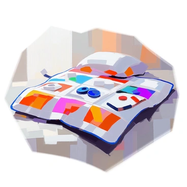 A cozy quilt with hockey-themed patches including a puck design