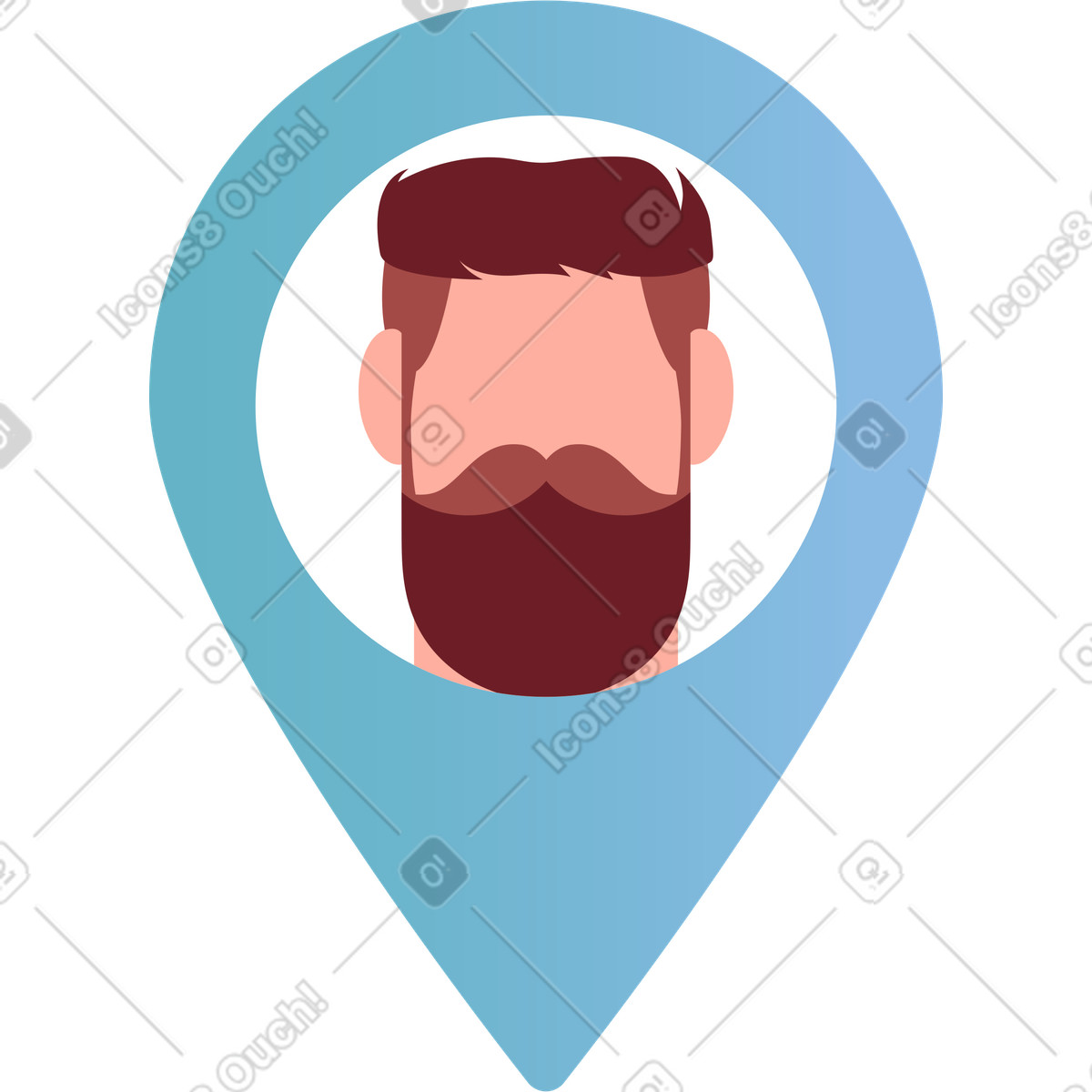 Avatar eines männlichen benutzers im geolocation-symbol-Illustration Airy-Stil als Download in PNG, SVG