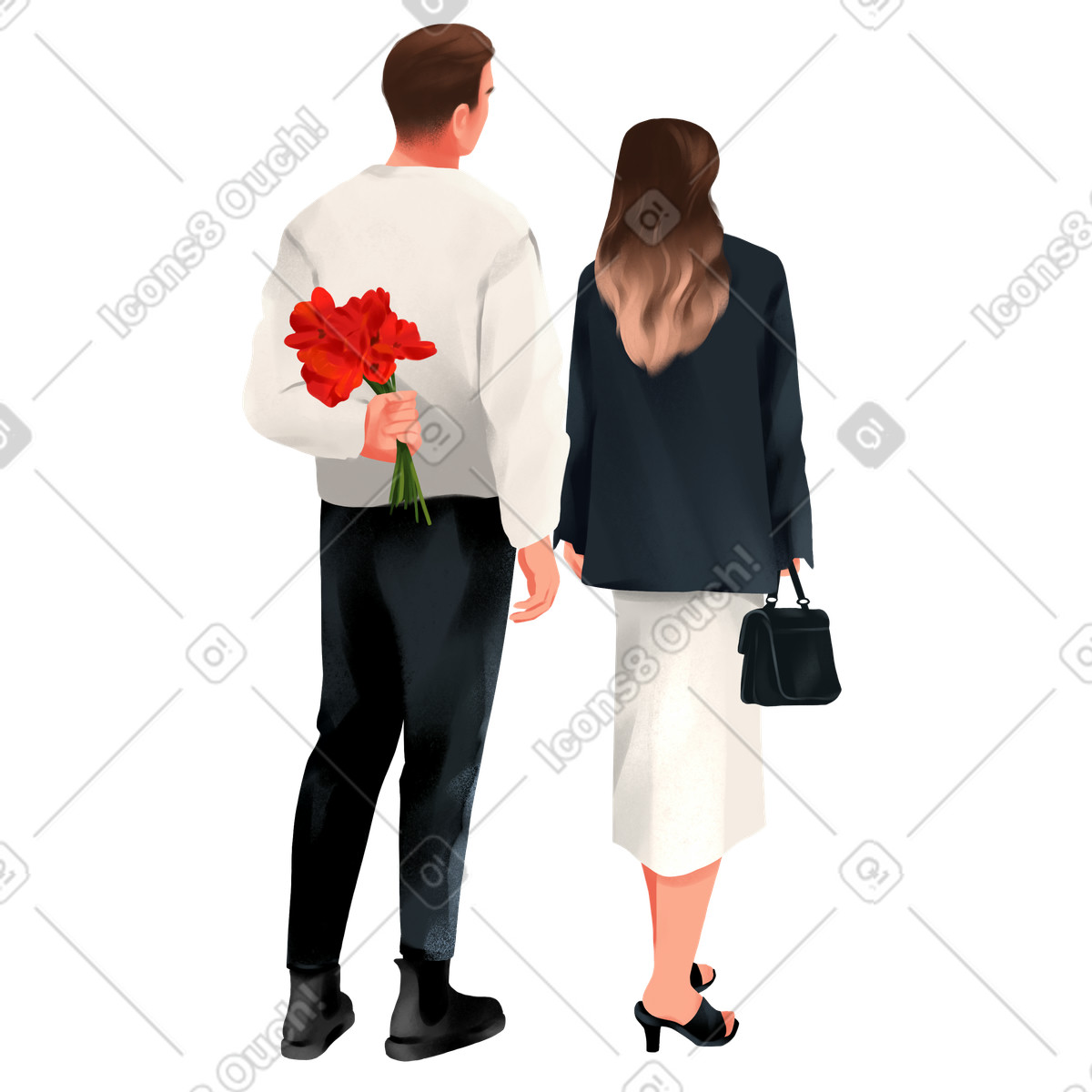 Couple on a date, Love and relationship illustration in Demure style download in PNG, SVG