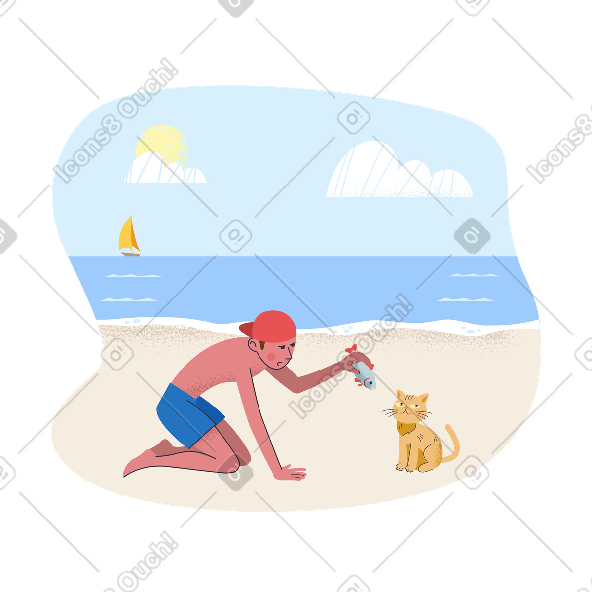 Ilustração de Nem todo gato gosta peixe em no estilo Pale para baixar em PNG, SVG