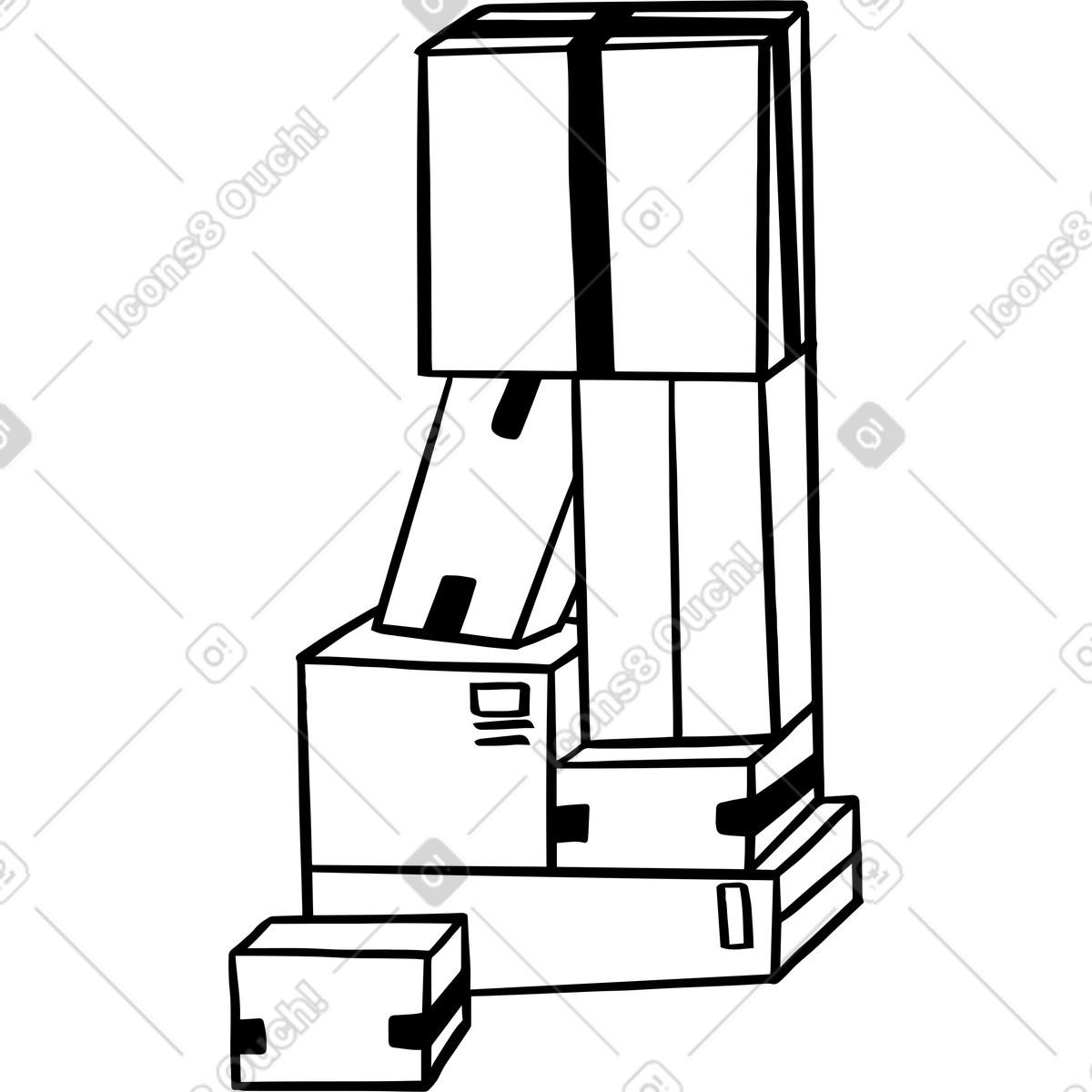 Pile of boxes illustration in Journal style download in PNG, SVG
