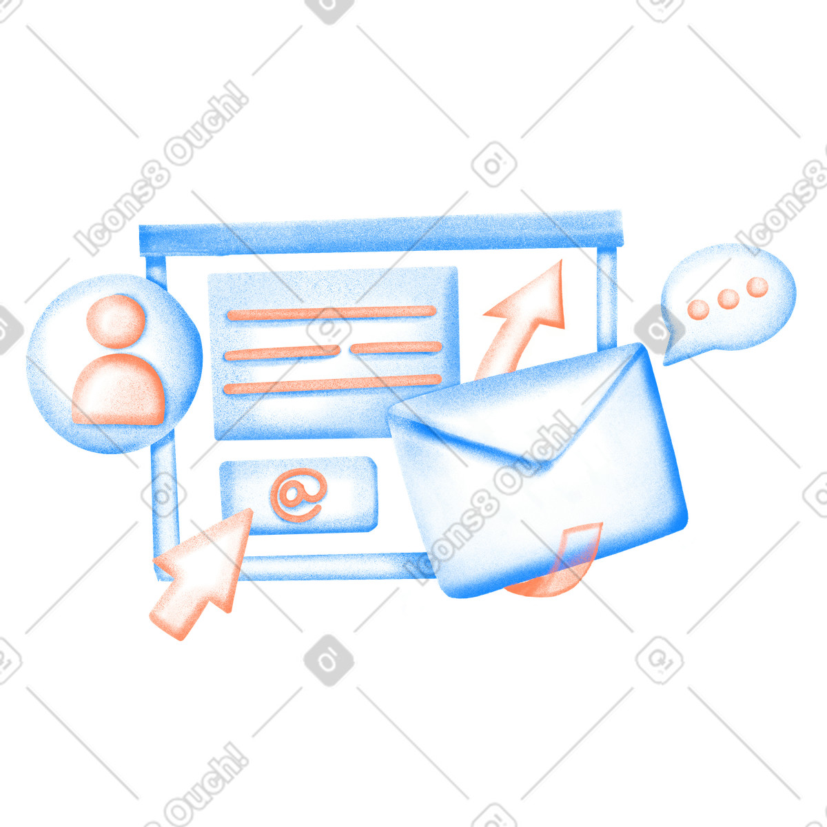 Ilustración Correspondencia por correo electrónico en estilo Experimental a descargar en PNG y SVG
