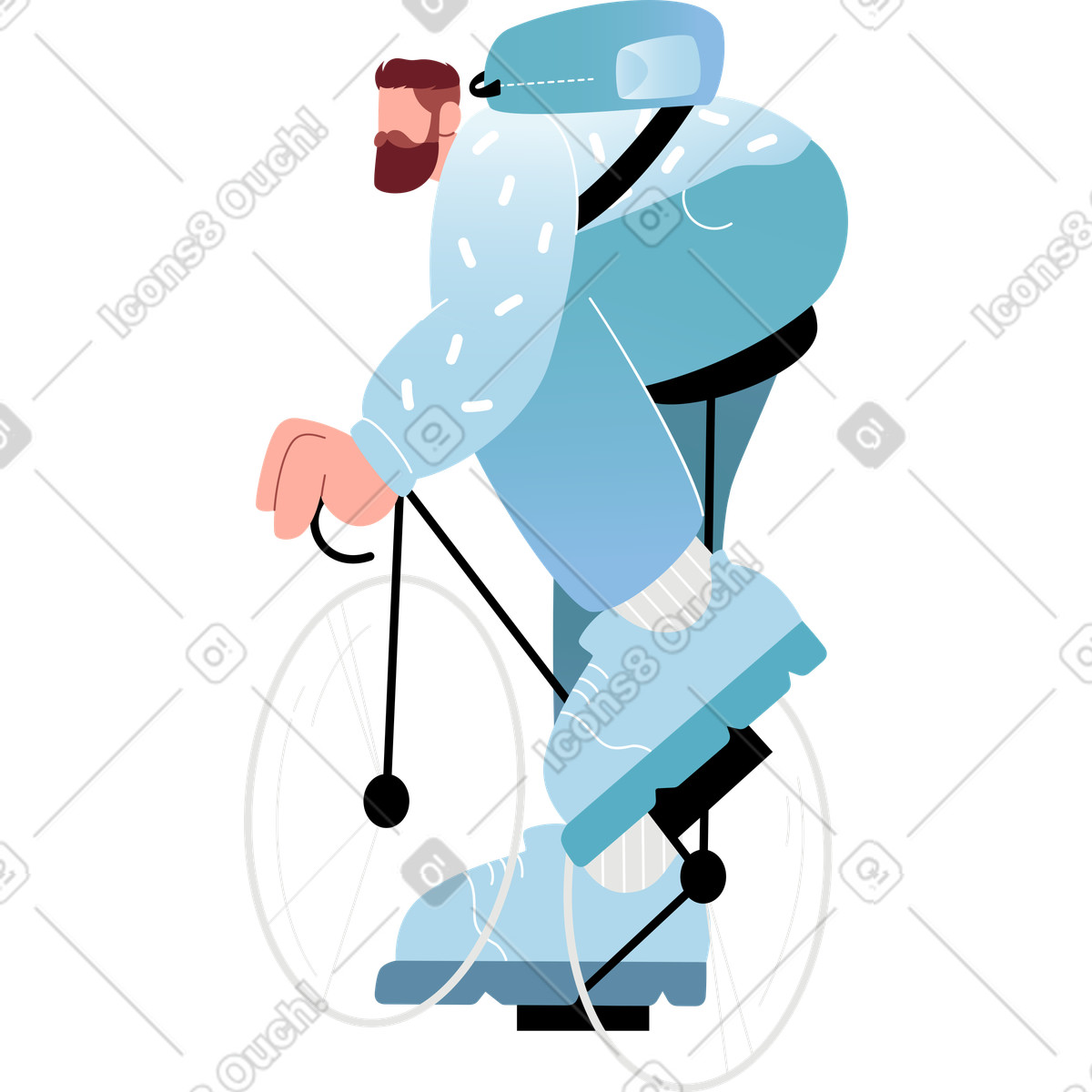Guy on a bike illustration in Airy style download in PNG, SVG