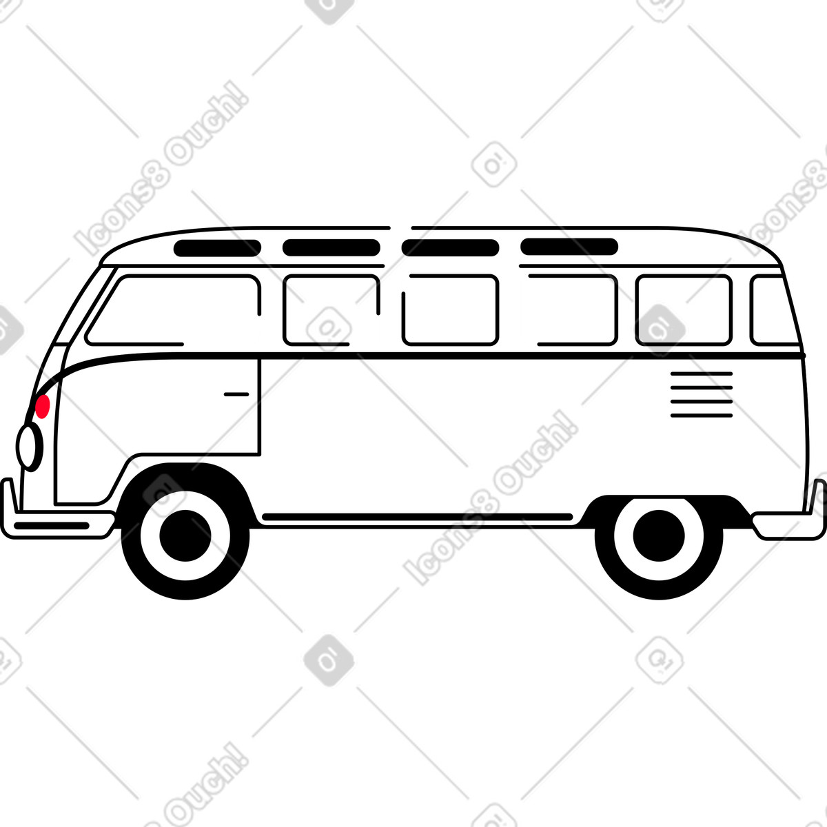 Ilustração de Ônibus retrô em no estilo Transistor para baixar em PNG, SVG