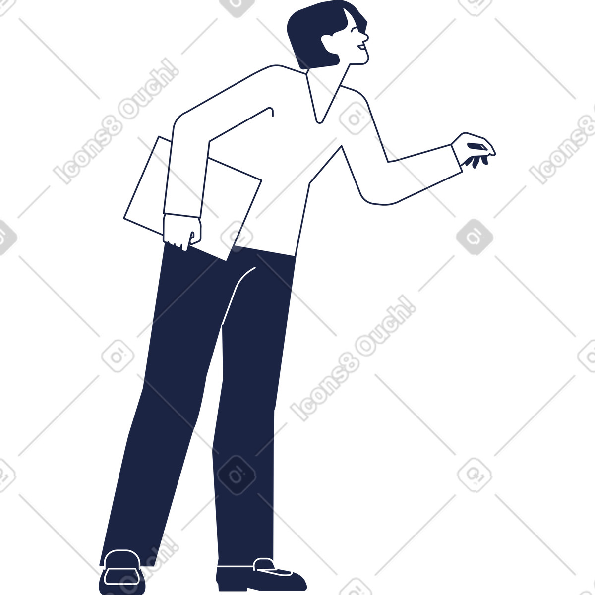 Man with folder in his hand illustration Urban Line style download PNG, SVG