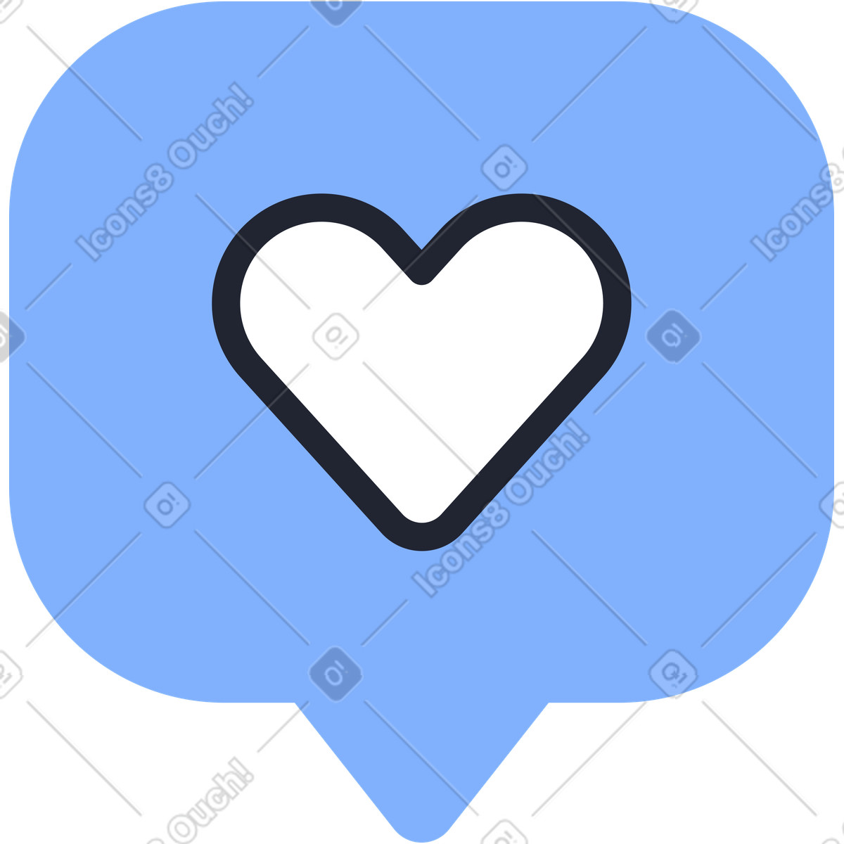 Sprechblasenherz-Illustration im Pablita-Stil als Download in PNG, SVG