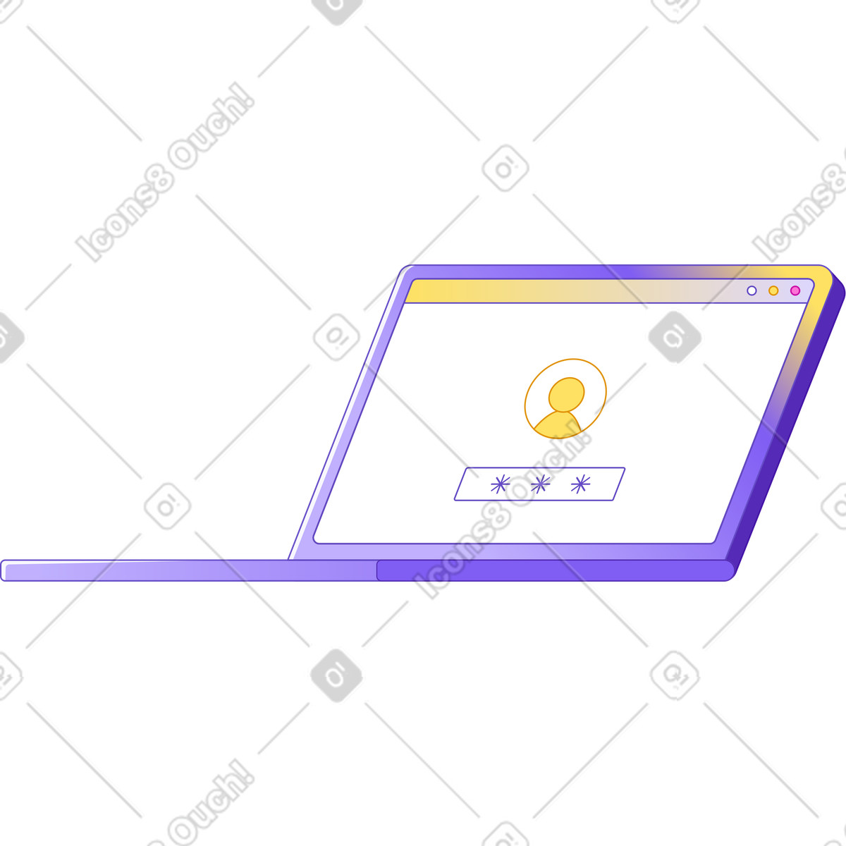 Laptop mit anmeldeseite-Illustration im Rainbow-Stil als Download in PNG, SVG