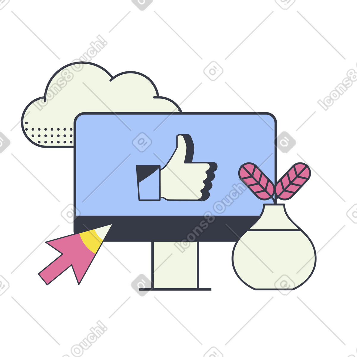 Ilustração de Polegar para cima em no estilo Abstract baixar em PNG, SVG