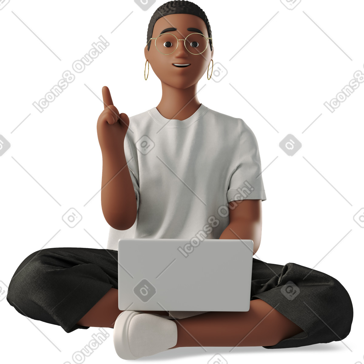 Junge frau bekommt eine idee-Illustration im 3D Business-Stil als Download in PNG, SVG