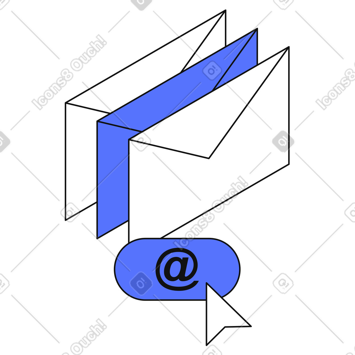 Main 스타일의 Email newsletter subscription concept with envelopes and at symbol button 일러스트레이션 PNG, SVG 다운로드