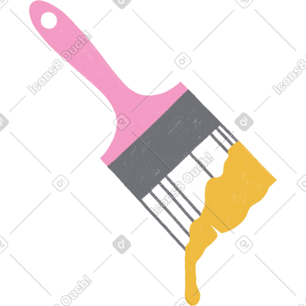Paintbrush with yellow color drops illustration in Tutti style download in PNG, SVG