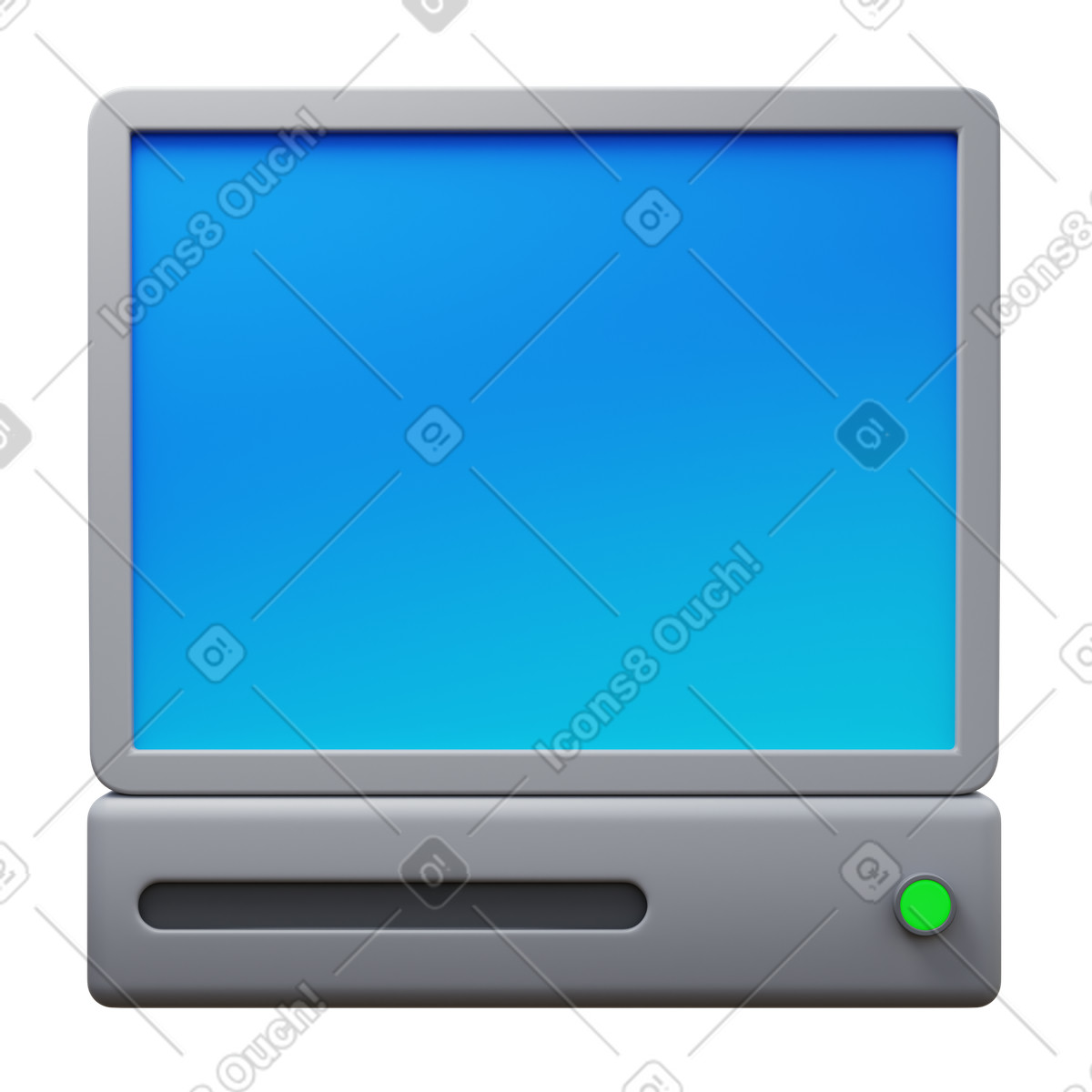 Ilustración Old computer en estilo 3D Fluency a descargar en PNG y SVG
