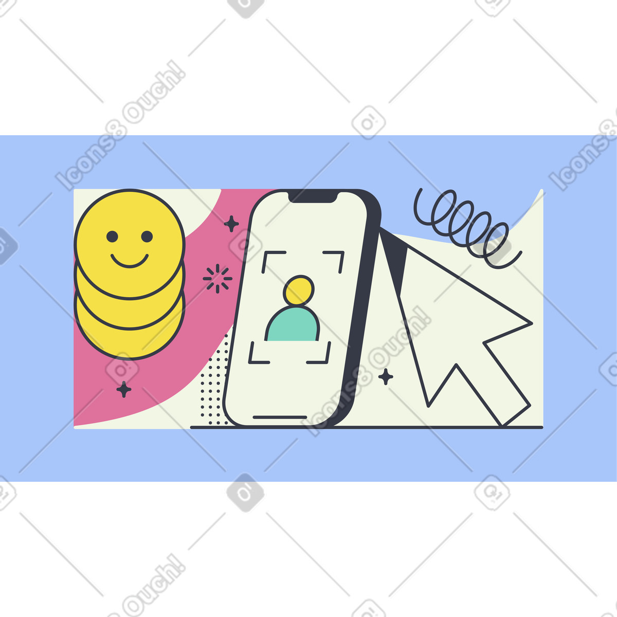 Person using phone animated illustration in Abstract style download in GIF, Lottie (JSON), AE