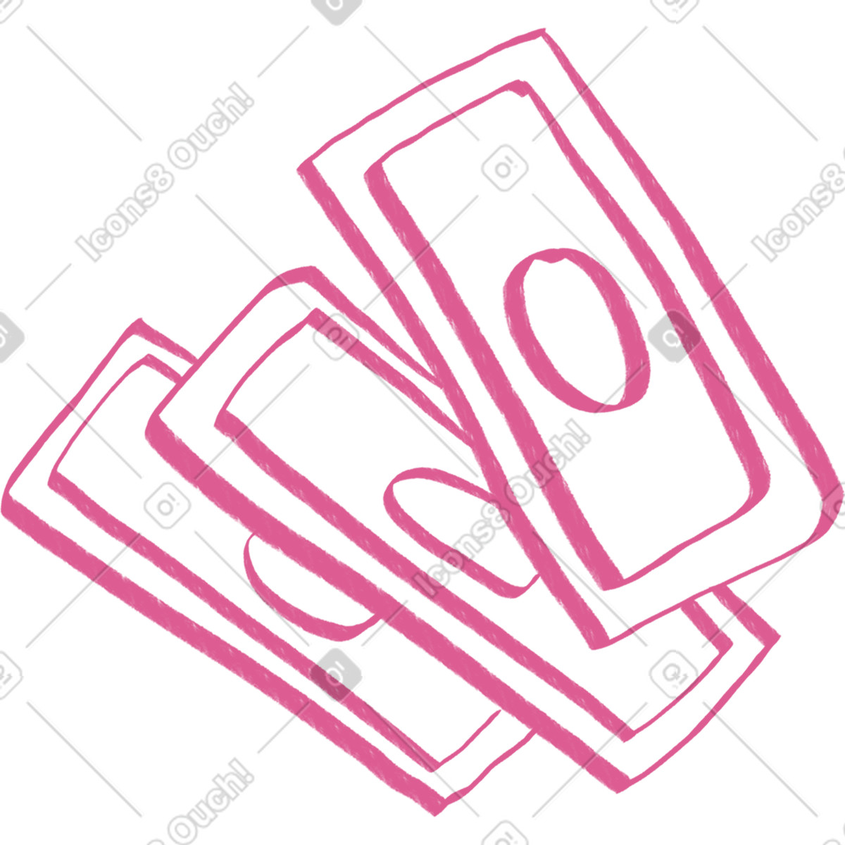 Pink banknotes illustration in Quirky style download in PNG, SVG