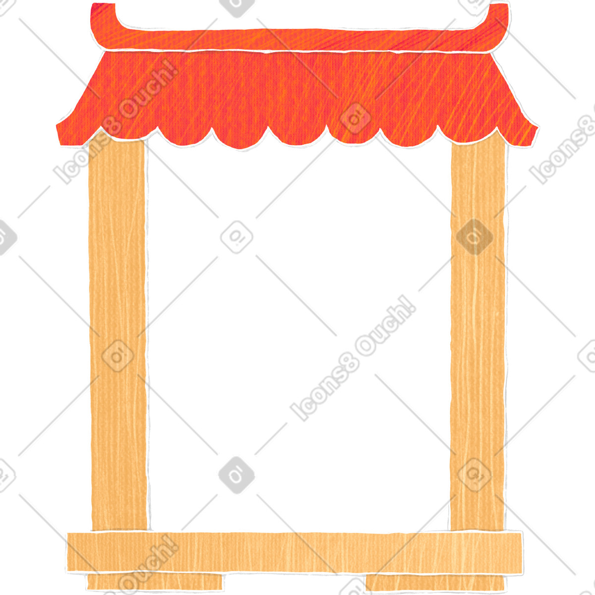 Illustration Wooden chinese house with a red roof dans le style Crafty à télécharger aux formats PNG, SVG