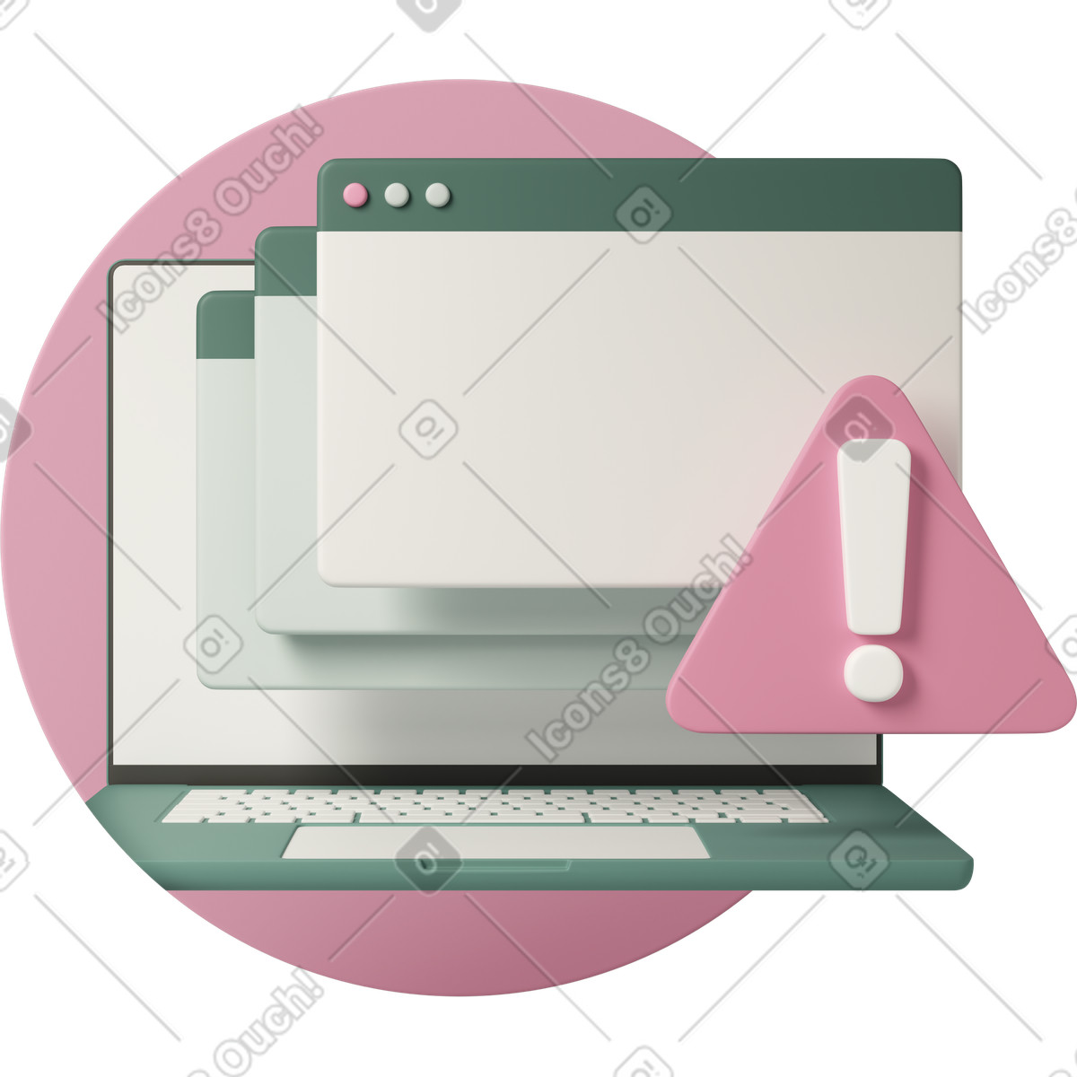 3D Casual life 스타일의 Laptop with warning sign 애니메이션 일러스트레이션 GIF, Lottie(JSON), AE로 다운로드