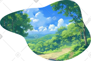 여름 숲 배경을 통과하는 길 PNG, SVG