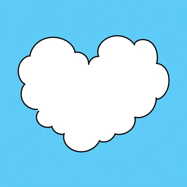 A heart shape formed by fluffy white clouds in a clear blue sky. The clouds have a soft, rounded appearance and are widely spaced, creating a distinct outline of the heart. The sky is a vibrant blue, with no other clouds present, allowing the heart shape to stand out prominently against the background.