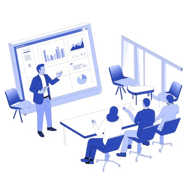 A startup founder is standing at the front of a stylish co-working space, presenting to a group of investors. The founder is wearing a blazer and holding a tablet, gesturing towards a large screen displaying a business presentation. The screen features graphs and charts showcasing growth potential. The investors, seated at a sleek conference table, are attentively listening and taking notes. The co-working space is filled with modern furniture, including comfortable chairs and a coffee table. Natural light streams in through large windows, creating an open and inviting atmosphere.