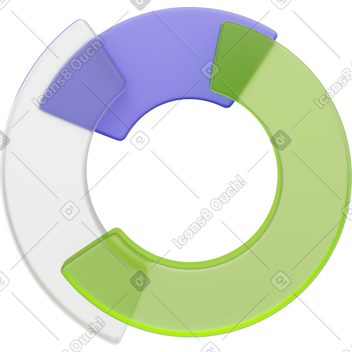 Glass donut chart, circular diagram, data visualization illustration in PNG, SVG