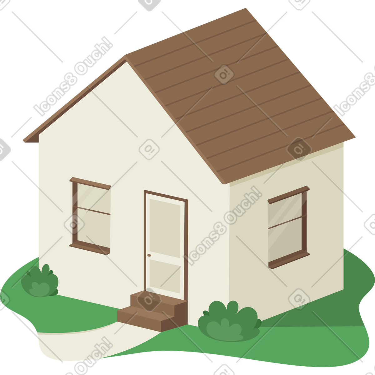Rasenhaus-Illustration im Social-Stil als Download in PNG, SVG