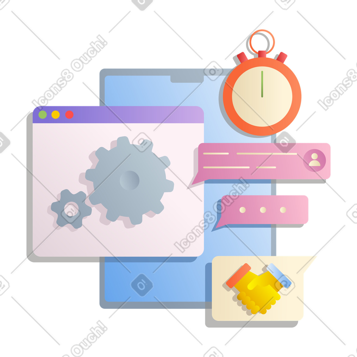 Zeitmanagement online-Illustration im Silky-Stil als Download in PNG, SVG