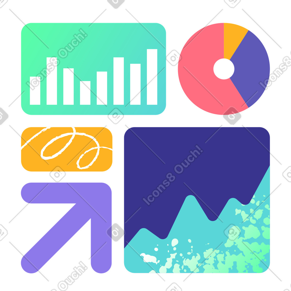 Иллюстрация Business performance metrics dashboard, Financial growth and market analytics в стиле Bright — скачать в форматах PNG, SVG